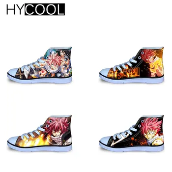 HYCOOL Kid Deporte Zapatos Planos de Anime Fairy Tails Prinring Niños Plana de la Escuela de Encaje Hasta Zapatillas de caña Alta Lona Niño Zapatos Zapatillas