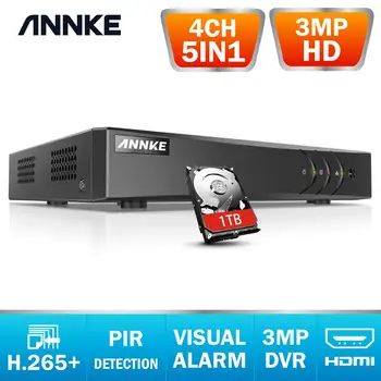 ANNKE 4CH 3MP 5in1 HD TVI CVI AHD de Seguridad IP Grabadora DVR H. 265 Grabador Digital de Vídeo Inteligente Detección de Movimiento de Reproducción