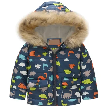 Nuevo impreso algodón acolchada chaqueta para niños y niñas en el invierno de los Niños de 2-7Y con Capucha ropa de Abrigo Caliente Cazadora Bebé Niños Abrigos