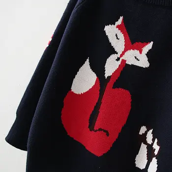Nueva Cashmere O-cuello del Suéter de las Mujeres pierden Fox Suéteres de Punto 2020 Otoño Invierno Casual Suelto punto Pullovers Puente