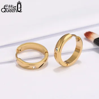 Effie Reina Clásico de Acero Inoxidable Pendientes de Aro Para Mujer Regalo Pequeño y Redondo de 20 mm de Oro-color del Pendiente del Partido de la Joyería de 2019 IE108