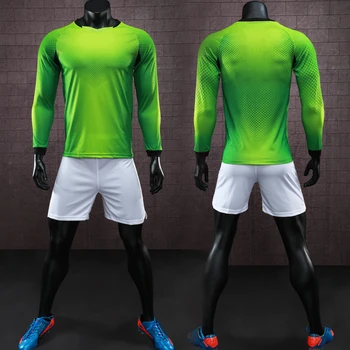 Larga de los Hombres de Jersey de Fútbol Kit de Chándal superior Personalizado paintless hombres y niños de entrenamiento de fútbol jersey de traje de Porteros de Fútbol Uniformes