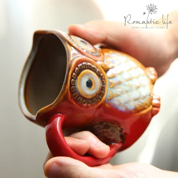 Lindo del Búho Tazas de 300 ml Taza de Café de Cerámica 3D Leche Animal Tazas de Té de Desayuno por la Mañana Taza de Café para la Recolección de Envío de la Gota