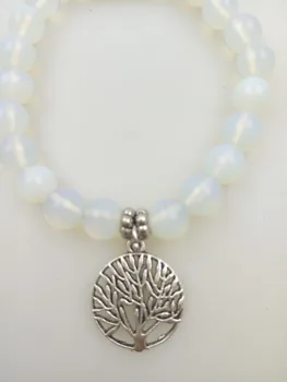 La moda de las pulseras de los Hombres Y Mujeres de 8 mm de Ópalo pulsera colgante árbol de la Vida, Mala pulsera de perlas de yoga pulseras de opalo