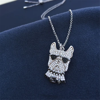 Chenu s925 plata esterlina de la moda lindo perrito mascota collar de mujer de estilo video juego de robot medio largo suéter cadena