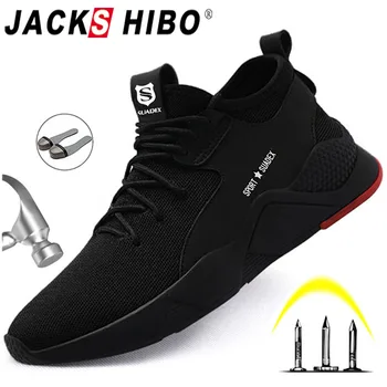 JACKSHIBO la Seguridad de los Zapatos de Trabajo Para los Hombres Transpirable Zapatos de Trabajo punta de Acero Anti-aplastamiento de Calzado Masculino de los Trabajos de Construcción de la Malla Zapatillas de deporte
