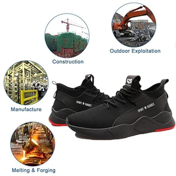 JACKSHIBO la Seguridad de los Zapatos de Trabajo Para los Hombres Transpirable Zapatos de Trabajo punta de Acero Anti-aplastamiento de Calzado Masculino de los Trabajos de Construcción de la Malla Zapatillas de deporte