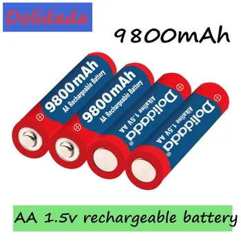 2020 Nueva Etiqueta de la batería AA 9800 mah de la batería recargable AA de 1,5 V. Recargables Nuevas Alcalinas drummey +1pcs batería de 4 celdas cargador