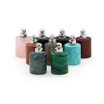 La Piedra Natural Perfume Colgante de la Botella Plana del Cilindro para la Fabricación de la Joyería DIY Collar Pulseras Size18x22mm