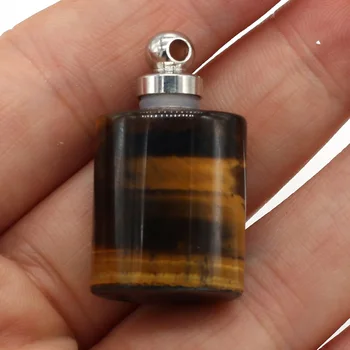 La Piedra Natural Perfume Colgante de la Botella Plana del Cilindro para la Fabricación de la Joyería DIY Collar Pulseras Size18x22mm