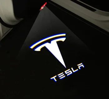 2pcs para el Tesla Model S 3 X Y el Led de La última actualización No se desvanecen Coche de la Puerta de Bienvenida de la Luz de logotipo del Proyector de la lámpara del Laser del Fantasma de la Sombra de la luz