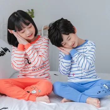 Los niños Pijamas Conjunto de los Niños de manga Larga de 2 piezas de dibujos animados Pijamas 3-12Y Niñas y Niños de dibujos animados Traje ropa de dormir Pijamas de los Niños Ropa de Bebé