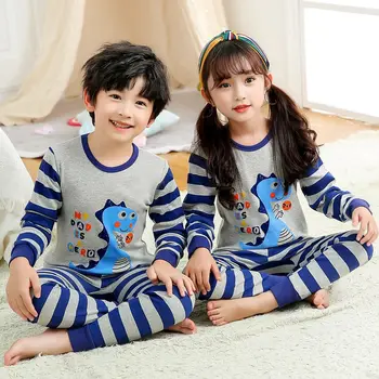 Los niños Pijamas Conjunto de los Niños de manga Larga de 2 piezas de dibujos animados Pijamas 3-12Y Niñas y Niños de dibujos animados Traje ropa de dormir Pijamas de los Niños Ropa de Bebé