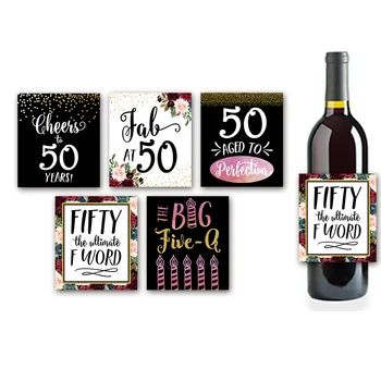 30º 40º 50º aniversario de la Botella de Vino Etiquetas Hito Regalos Saludos a 50 Años de color Rosa de Oro Negro de la Fiesta de Cumpleaños de Suministros