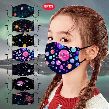 5PC máscara de Niños Hijos de animal print Máscara de Mascarillas al aire libre Algodón en la Boca Máscaras Lavable Reutilizable Mascarillas Con Filtros de Bolsillo