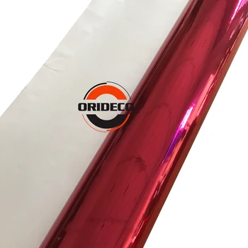50cm de Ancho de Alta Elástico de Cromo Espejo Rojo de la Rosa Envoltura de Vinilo Hoja de Película de Rollo de etiqueta Engomada del Coche Decal Para Vehículo Envolver papel de Aluminio