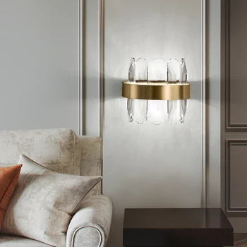 Nueva 2021 Moderno de la Pared de Cristal de la Lámpara de Oro Cubierta de la lámpara LED de Tres Colores Regulable Para Dormitorio, Sala de estar Corredor de Iluminación del Espejo