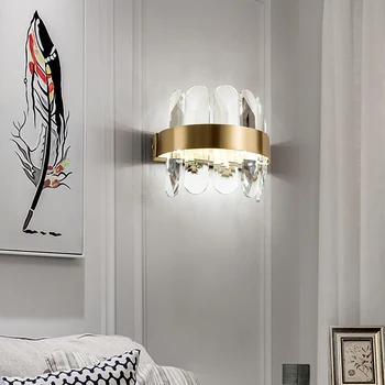 Nueva 2021 Moderno de la Pared de Cristal de la Lámpara de Oro Cubierta de la lámpara LED de Tres Colores Regulable Para Dormitorio, Sala de estar Corredor de Iluminación del Espejo