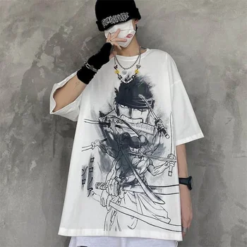 De gran tamaño de manga corta t-shirt de verano de los hombres de la ropa de anime imprimir los estudiantes coreano flojo Sauron tres-cuchillo de combate de habilidad