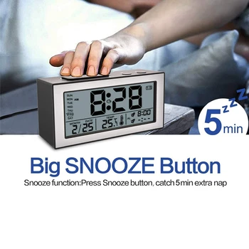 Reloj despertador Digital de la Mesilla de Silencio de la Alarma del Reloj a pilas Escritorio Reloj despertador con dos Alarmas de la Pantalla , Negro