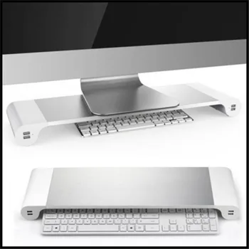 Elegante Base Titular de Soporte de Escritorio de la Aleación de Aluminio Multifunción Soporte del Equipo Con 4 el Puerto de USB Para PC Portátiles y Monitor