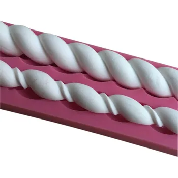 Mucho de la Forma 3D de la Cuerda de Encaje de Chocolate de Decoración de Torta de Herramientas de BRICOLAJE para Hornear Molde de Silicona para Fondant A838