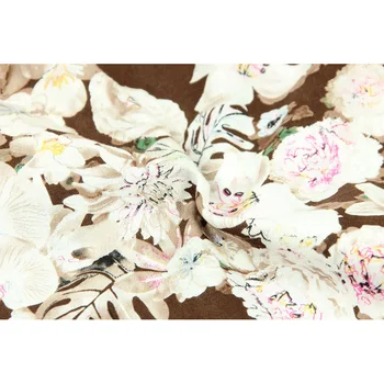 Medio metro de llano de la tela de algodón de color marrón abajo con la impresión de la flor hecha a mano de BRICOLAJE de prendas de vestir de los niños de tela de algodón CR-459