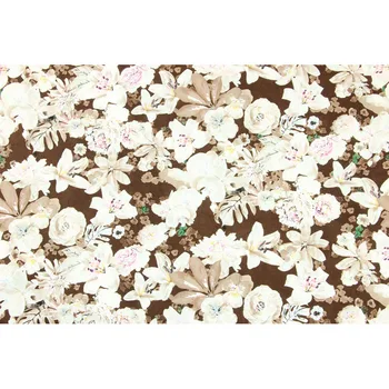 Medio metro de llano de la tela de algodón de color marrón abajo con la impresión de la flor hecha a mano de BRICOLAJE de prendas de vestir de los niños de tela de algodón CR-459