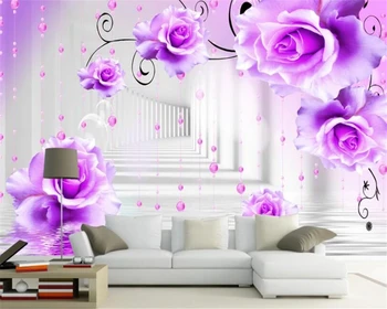 Beibehang de inicio Personalizada de fondo de la pared 3d papel pintado de la moda de agua de rosas amplió el espacio de sala de estar decoración de la pared 3d fondo de pantalla