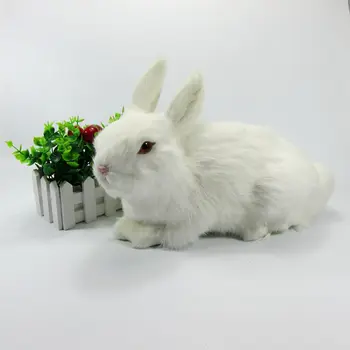 Gran simulación nueva conejo blanco de juguete precioso modelo de conejo regalo 33x16x22cm
