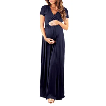 Las Mujeres Embarazadas Vestidos De Maternidad Vestidos De Las Mujeres V Cuello Manga Corta Embarazo Vestido De Maternidad Vestido De Ropa