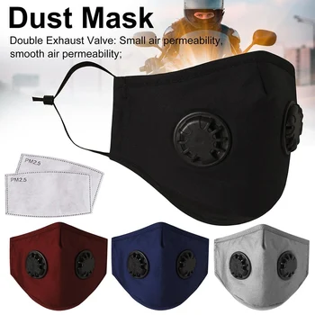 Tcare Doble Válvula de Adultos PM2.5 de la Boca de la Máscara con 2 Filtros intercambiables Mascarilla Anti Polvo, la Contaminación de Protección Transpirable Máscara de la Cara