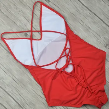 Bikini 2019 Mujeres Sexy De Trajes De Baño De Alta Corte Femenino Piezas Traje De Baño De Sólidos Thong Bikini Set Collar De Respaldo Monokini Traje De Baño