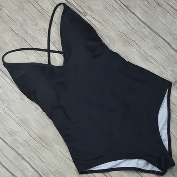 Bikini 2019 Mujeres Sexy De Trajes De Baño De Alta Corte Femenino Piezas Traje De Baño De Sólidos Thong Bikini Set Collar De Respaldo Monokini Traje De Baño