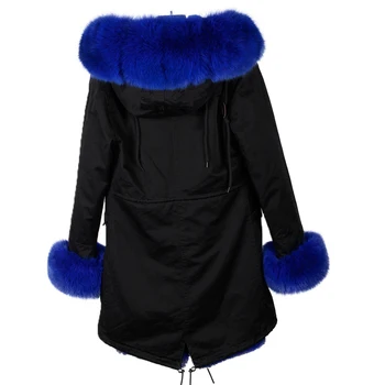 Chaqueta de invierno de Piel de verdad las Mujeres Outwear Gruesa Parkas ODDFOX Marca Natural Real Fox Cuello de Piel Abrigo