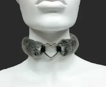 Pastel Goth Esponjoso Collar de Gargantilla de BDSM Cuero Gargantilla Mujeres Remache de las Mujeres de Cuello Arnés Ajustable de la Joyería de la Moda