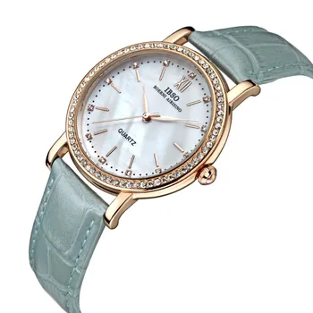 IBSO 2019 Marca de Moda de Mujer Relojes Correa de Cuero del Reloj de las Mujeres de Lujo de Cristal de Diamante de Cuarzo relojes de Pulsera Para las Mujeres 3992