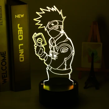 Anime 3D Naruto Lámpara Uzumaki Niños Led Luz de la Noche el Equipo 7 Kakashi Hatake Niño Dormitorio Decoración Colorida lámpara de noche Sasuke Uchiha