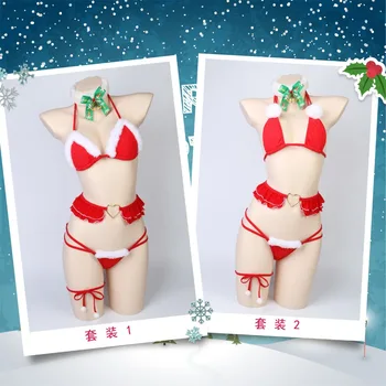 Año nuevo, Navidad bikini conjunto de Ropa interior de Navidad Cosplay sexy lencería cos conjunto de ropa interior de los leggings