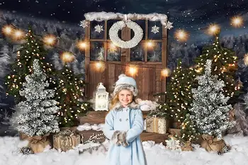 La navidad Telón de fondo Glitterlight árbol de Navidad Corona de Copo de nieve, Bebé de los Niños de la Fotografía de Fondo de la Fiesta de Cumpleaños Decoración de la Bandera