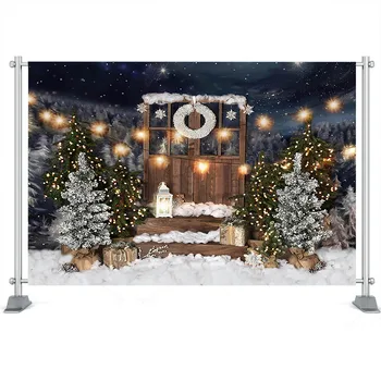 La navidad Telón de fondo Glitterlight árbol de Navidad Corona de Copo de nieve, Bebé de los Niños de la Fotografía de Fondo de la Fiesta de Cumpleaños Decoración de la Bandera