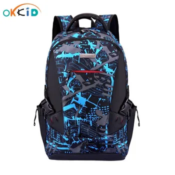 OKKID de la escuela secundaria bolsas para los niños impermeable de gran mochila de la escuela hombres de viajes de mochila con cinta de equipajes estudiante schoole bolsas