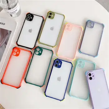 Caja del teléfono Para el iPhone 6S 7 8 Plus 11 12 Mini X XS XR SE PRO MAX 2020 a prueba de Golpes Anti-Caída Mate Transparente de Caramelo de Color de la Cubierta