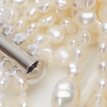 ASHIQI de múltiples capas de agua Dulce Natural de la Perla Pulsera para las mujeres Magnífico 8 Strand Pulseras de 4-10mm Joyería de la Perla