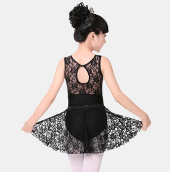 100-160 cm de Kid Niños ballet leotardo de danza de verano de la venta caliente nueva moda Negro de encaje de la falda de las Niñas de encaje traje de cuerpo exerise traje