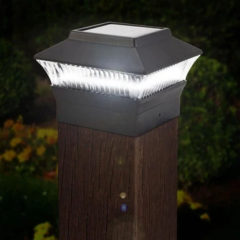2V 50mA Policristalino Impermeable LED Solar Poste de Luz al aire libre de la Plaza de la Columna de la Tapa de la Lámpara de Cabeza para el Jardín Valla Cubierta