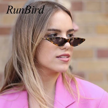 RunBird Pequeñas Gafas de sol de las Mujeres de Ojo de Gato Negro Vintage Leopard Rojo con Estilo Gafas de Sol Femenina De 2018 Uv400 Regalo de Navidad 1228R