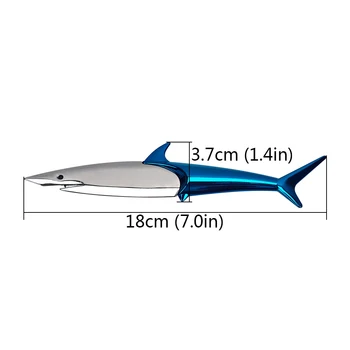 2pcs de Metales 3D Animal Tiburón etiqueta Engomada del Coche 18x3.7cm Auto Moto Azul de Plata Decorativos Emblema de Pegatinas Decal