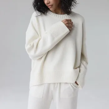 Corea del 95%Coton suéteres de las mujeres 2020 de la Nueva temporada Otoño-Invierno Llanura Clásico de Punto Causal de Jersey Suéter Pullovers de ropa de mujer