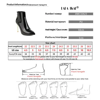 LALA IKAI de las Mujeres Botas Otoño Invierno 2020 zapatos de Tacón Alto Zapatos de Mujer botines de 10 cm en la Punta del Dedo del pie Tacones botas de mujer de Tamaño Más